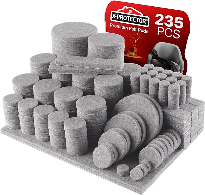 235pcs Gray Felt Furniture Pads X-Protector Huge Quantity of Furniture Pads | by X-Protector