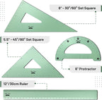 Mr. Pen- Metal Geometry Kit, 4 Pack, 45° & 30°/60° Set Squares | 6" Protractor - Image 2
