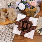 Brown 1.5 Inch Continuous 25 Yards Satin Wired Ribbon - Image 4
