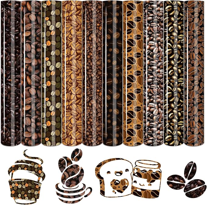 Tintnut Coffee Bean Heat Transfer Vinyl, stretch washable, works by Tintnut