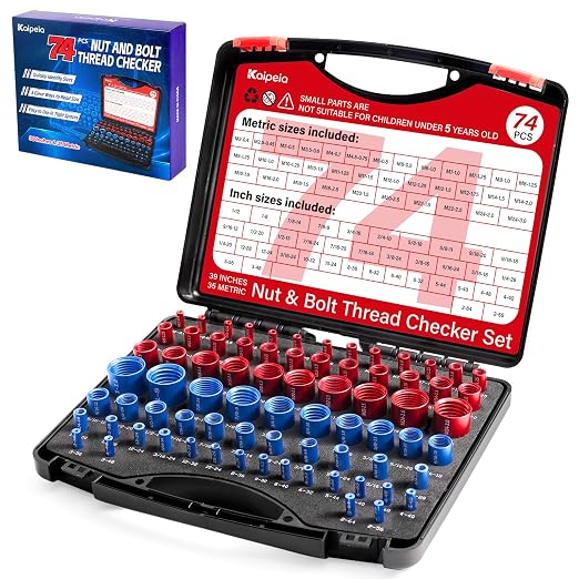 Thread Checker, 39 Inches & 35 Metric Rustproof Bolt Size Finder, Screw by Kaipeia