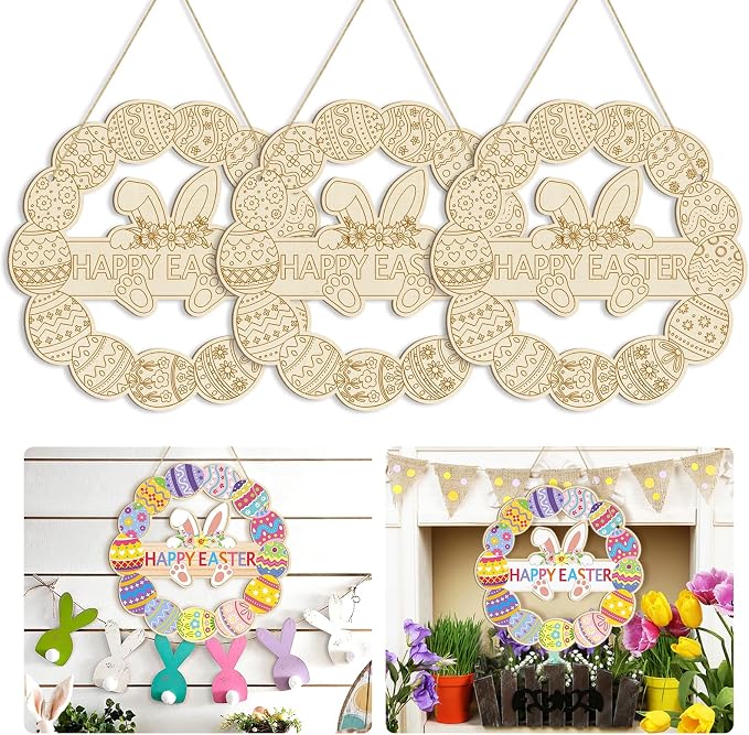 Large Size 12" Wooden Easter Ornaments to Paint, Wooden DIY Blank Unfinished by Sophena