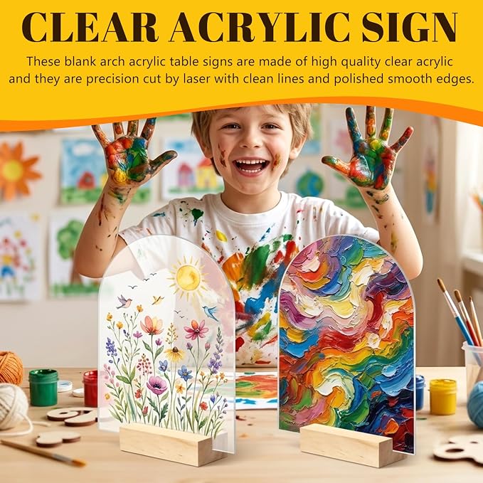 Bercoor 15 Pack 5x7 Inch Blank Clear Arch Acrylic Sign - Image 5