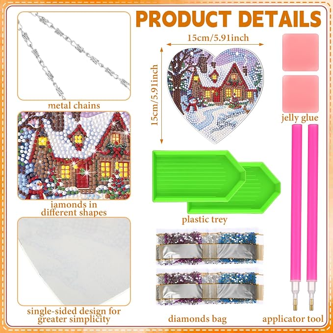 Cinnvoice 12 Pcs Summer Seasonal Diamond Art Hanging Ornament Kit - Image 2