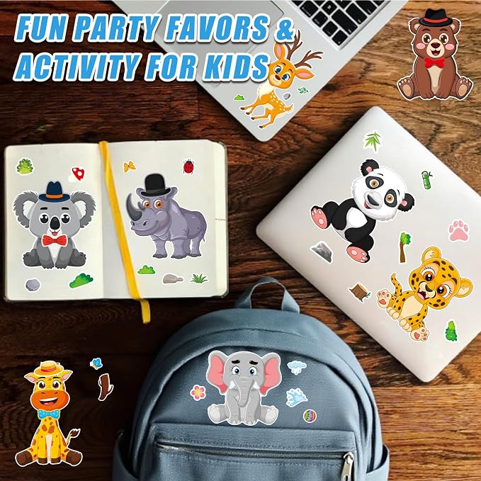 48 Sheets Create Funny Safari Animals Stickers, Make a Face Stickers - Image 6