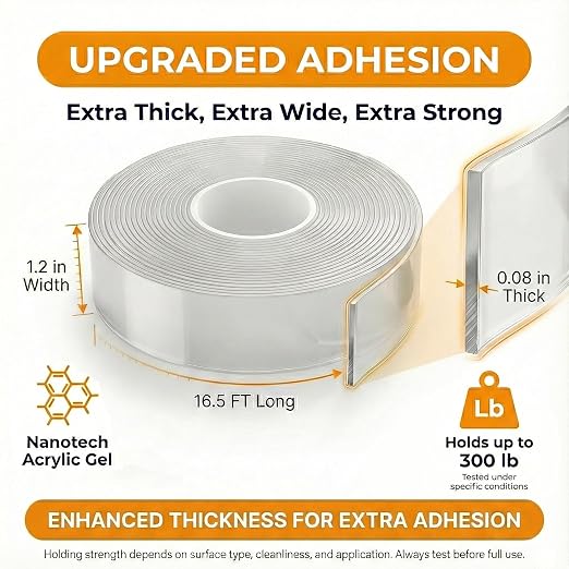 Bekhic® Double Sided Tape Heavy Duty, Picture Hanging Adhesive Strips Poster - Image 2