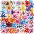 50PCS Flower Stickers PET Transparent Stickers Colorful Nature Decals by Unknown