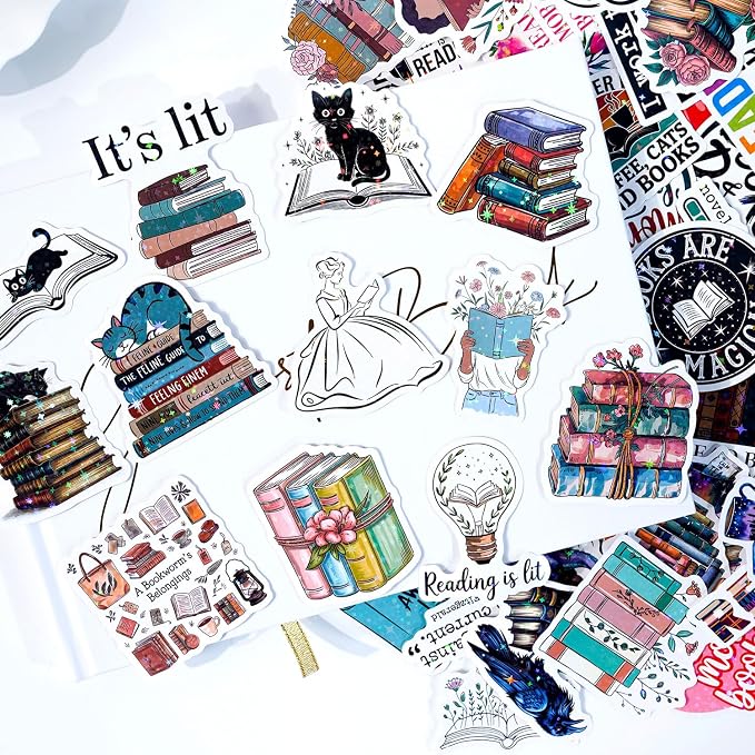 Glitter Reading Stickers for Bookish Adults, Reading Rewards for Students - Image 3