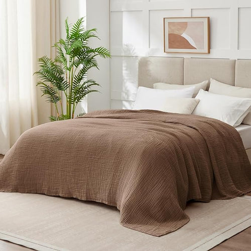 100% Cotton Muslin Blanket King 108" x 90", Breathable and Lightweight Cotton - Image 2