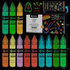 Artecho Glow in the Dark Acrylic Paint Set – 12 Colors x 11ml | Non-Toxic - Image 3