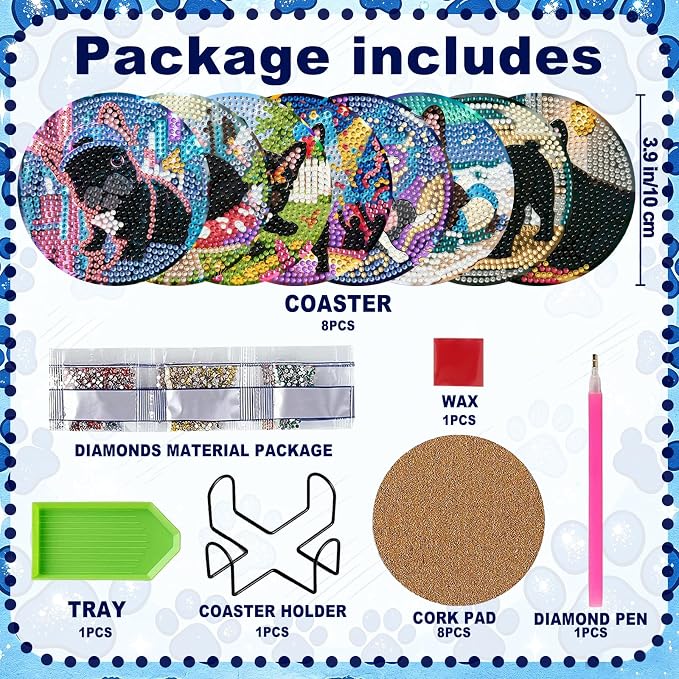 8-Pack Diamond Art Coaster Kit - Image 6