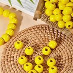 240Pcs Yellow Wood Beads 16mm for Craft Large Hole Wood Beads for Craft - Image 2