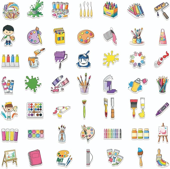 50 Pcs Cute Art Painting Supply Stickers - Image 3