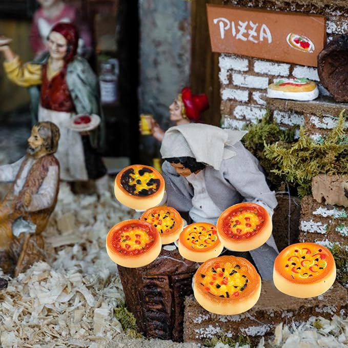 100 Pieces Tiny Pizza for Dollhouse Miniatures Resin Food for Crafts Mini Pizza - Image 6