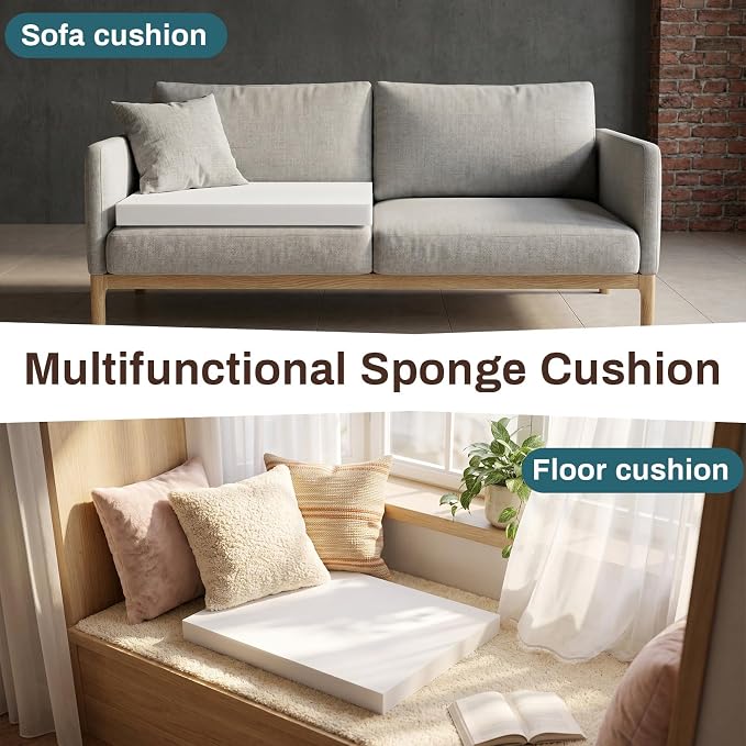 Frienda 2 Pack 2" x 16" x 17"Upholstery High Density Foam Cushion Replacement - Image 6