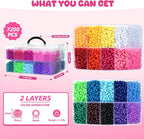 Simetufy 7200Pcs Pony Beads Bulk, 20 Assorted Colors 6x9MM Kandi Beads Kit - Image 3