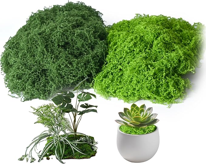 Fake Moss for Plants Indoor, 3.5OZ Dual-Color Artificial Moss for Crafts by Unknown