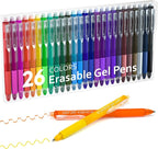 Lineon Erasable Gel Pens, 26 Colors Retractable Erasable Pens Clicker by ShuttleArt