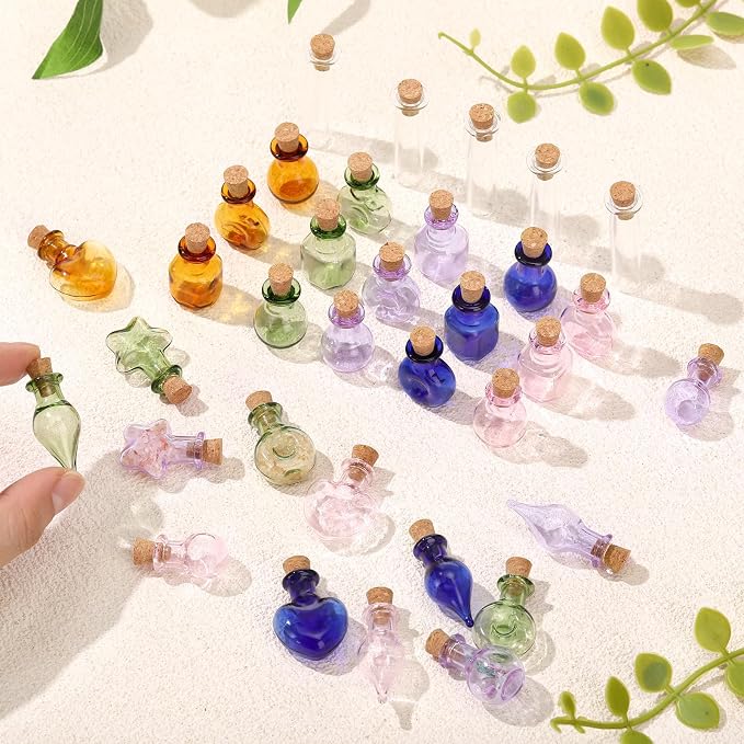 Geiserailie 80 Pieces Tiny Glass Bottles Spell Jars - Image 2