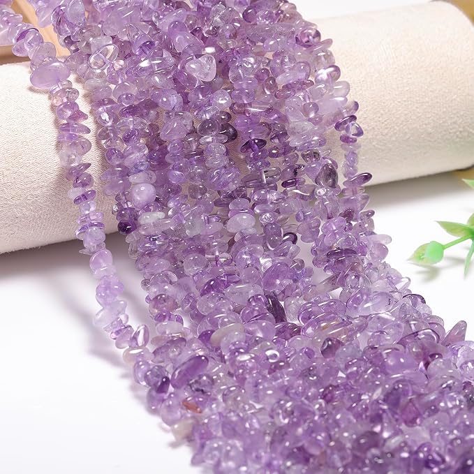 400Pcs 5-8mm Natural Lilac Amethyst Chip Stone Beads | Pre-Drilled Irregular - Image 4