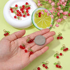 Tyqour 30 Pcs Red Cherry Charms Bulk 3D Mini Glass Fruit Charms - Image 3