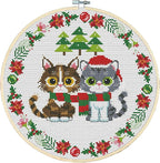 Awesocrafts Cross Stitch Kits Two Christmas Kittens 11CT Stamped Patterns Easy by Awesocrafts