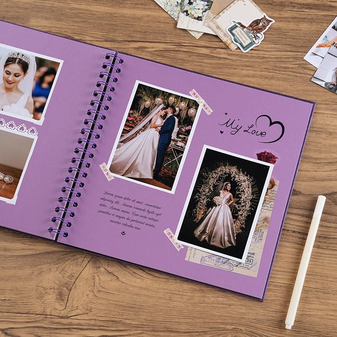 potricher 10 x 10 Inch DIY Scrapbook Album 40 Pages Hardcover Kraft Paper Scrap - Image 3