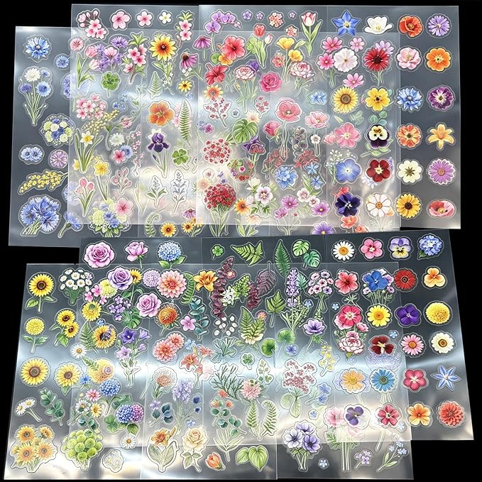 316PCS Transparent Flower Stickers: by Unknown