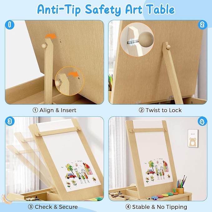 5-in-1 Kids Art Table and Chairs, Toddler Table and Chair Set, Craft Play Desk - Image 5