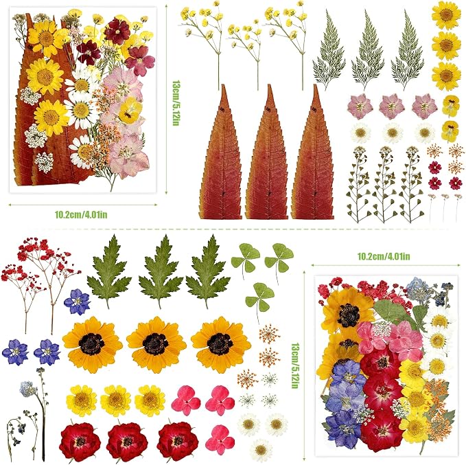 140Pcs Dried Flowers for Crafts, Dried Pressed Flowers for Resin Molds - Image 3