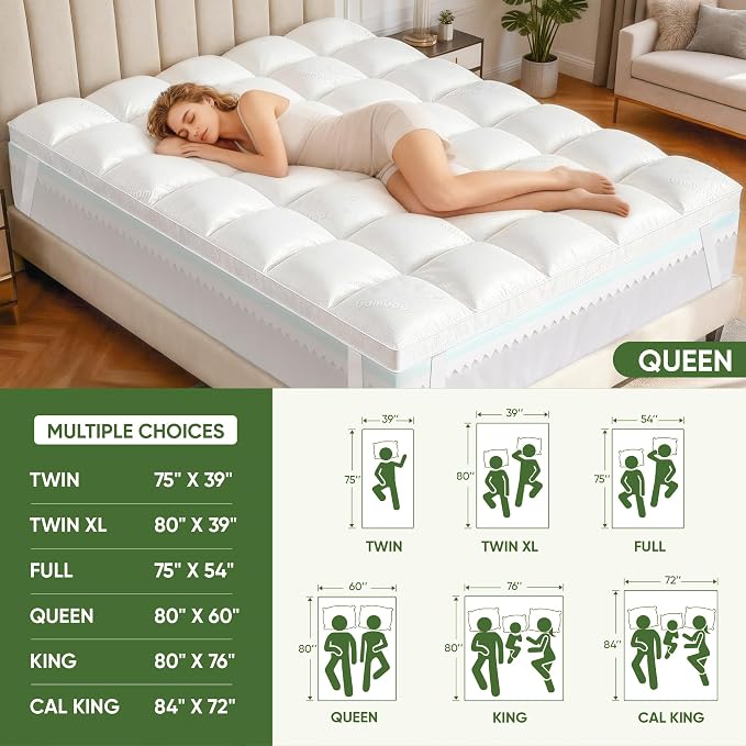 5 Inch King Size Mattress Topper, Memory Foam Mattress Toppers-2.5" Gel Cooling - Image 8