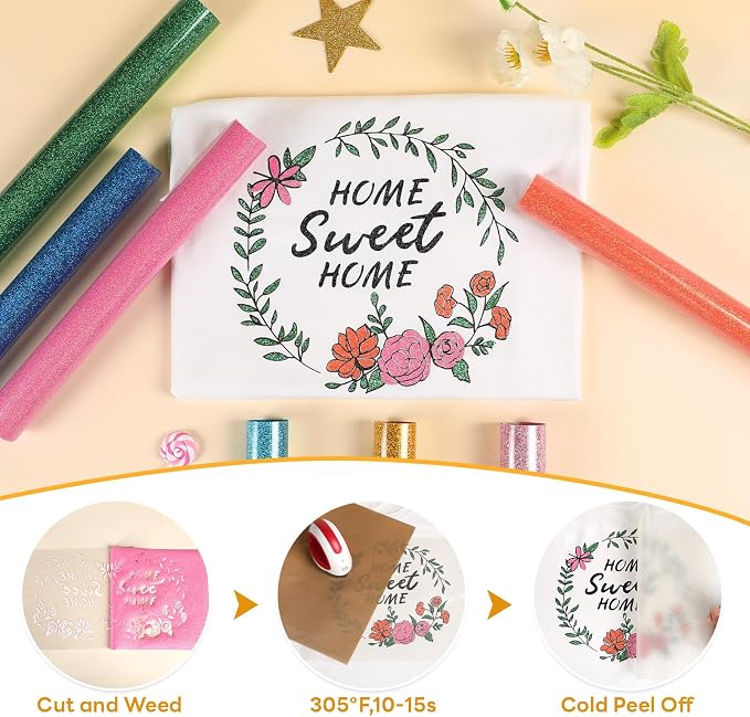 HTVRONT Glitter HTV Heat Transfer Vinyl - Image 5