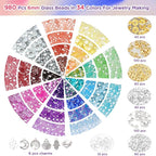 6mm Glass Beads for Jewelry Making, Funtopia 34 Colors Round Glass Beads Kits - Image 2