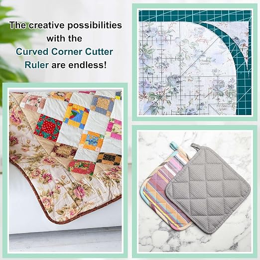 Kigley 2 Pcs Curved Corner Cutter Quilt Ruler Acrylic Sewing Patchwork Template - Image 4