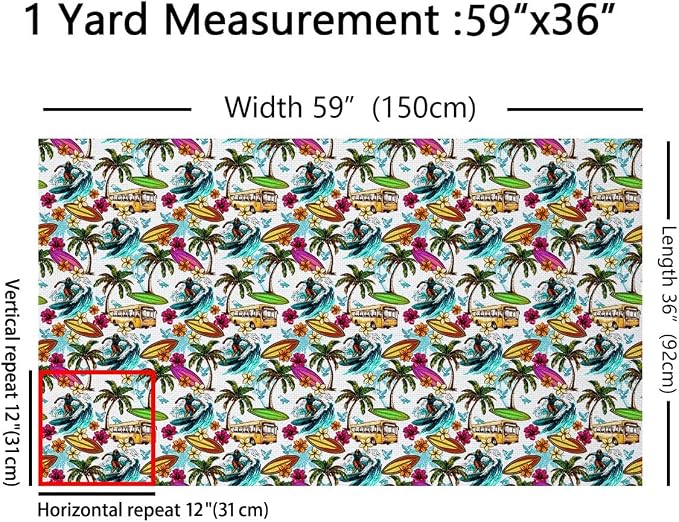 Feelyou Ocean Surfing Upholstery Fabric by The Yard, Hawaiian Palm Tree Outdoor - Image 2