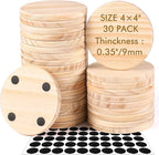 30 Pieces Unfinished Wood Coasters, 4 Inch Round Blank Wooden Coasters by Dlerom