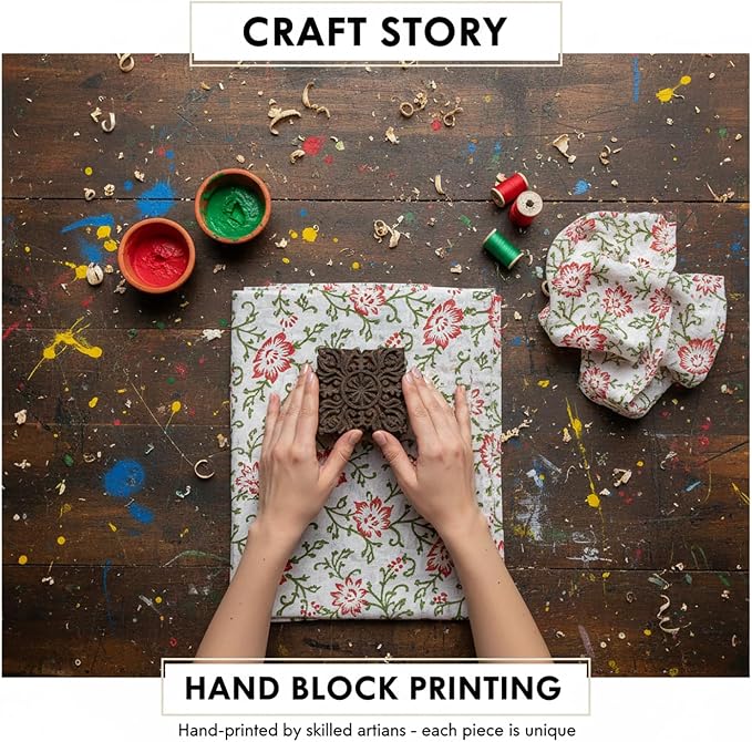 E-Tailor® Hand-Block Printed Pre-Cut Cotton Fabric Ideal - Image 5