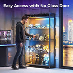 AODK Display Case with LED Lights, Display Cabinet with Glass Storage Shelves - Image 7