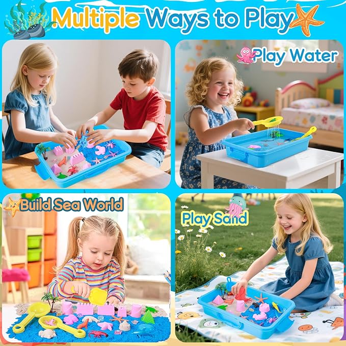 Mikiwon Ocean Sensory Bin, Sandbox Play Sand Art Kit - Image 5
