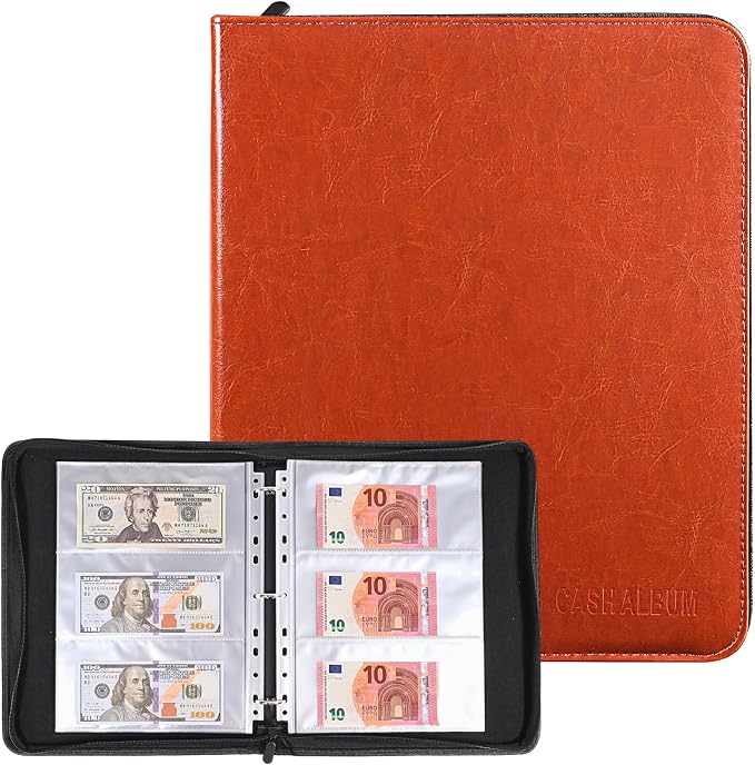 Cash Album with 180 Pockets – WITHYU Expandable 3-Ring Binder Currency by WITHYU