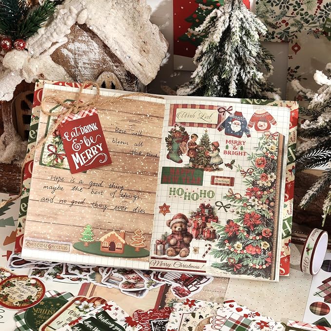 Christmas Scrapbooking Supplies Kit, Aesthetic New Year Festival Scrapbook Kits - Image 6