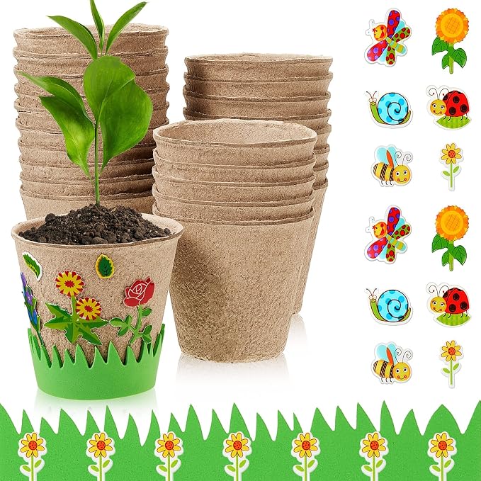 Jecery 30 Sets Garden Paper Craft Kit DIY Foam Flower Pots, Flower Planting and by Jecery
