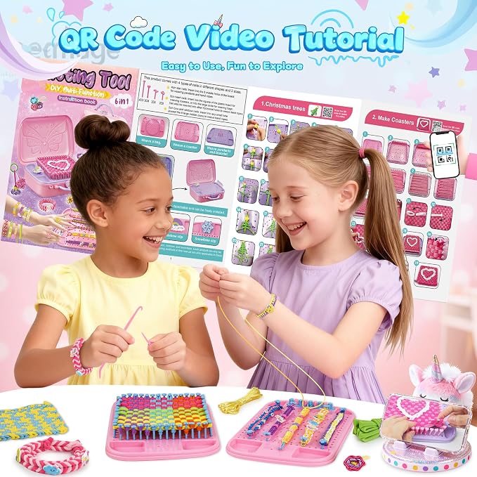 6-in-1 Friendship Bracelet Making Kit, Weaving Loom Kit Toys, 500+ Pcs Craft - Image 4
