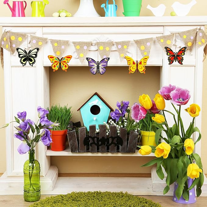 80PCS Wooden Spring Ornaments to Paint Butterfly Cutouts, 8 Styles DIY Blank - Image 4