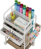 Rolling Wrapping Paper Storage Cart Organizer White | 16.54×11.4×32.68 in - Image 2