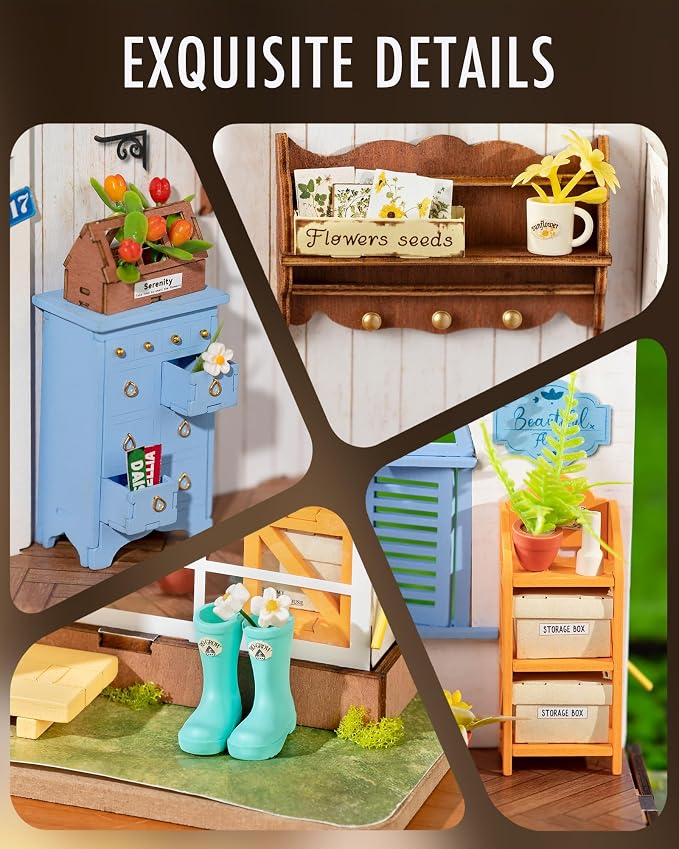 Rolife DIY Miniature Dollhouse Kit, Build 9.6" Greenhouse Diorama Kit Building - Image 4