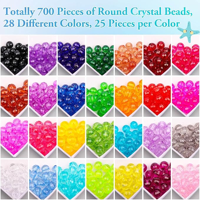 Paxcoo 700 Pcs Crystal Acrylic Beads Faceted Bicone Gem Beads - Image 3