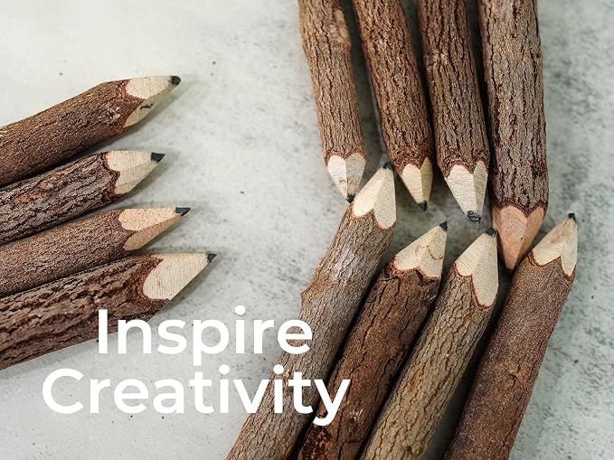 BSIRI Wooden Pencils Rustic Bark Twig Natural Wood Pencil 12 Pack 5 Inch - Image 9