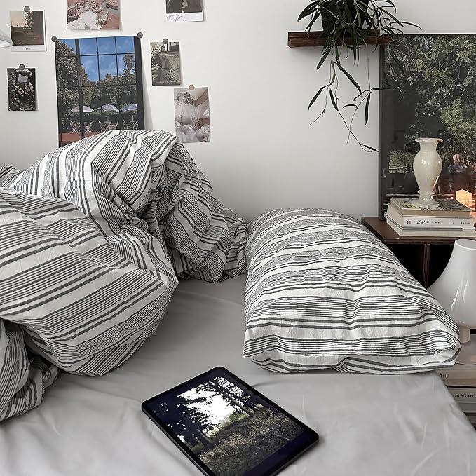 mixinni Washed Cotton Duvet Cover Twin Set - Image 8