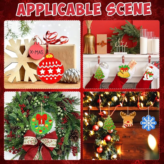 80PCS Wooden Christmas Ornaments to Paint, 10 Styles DIY Blank Unfinished - Image 6